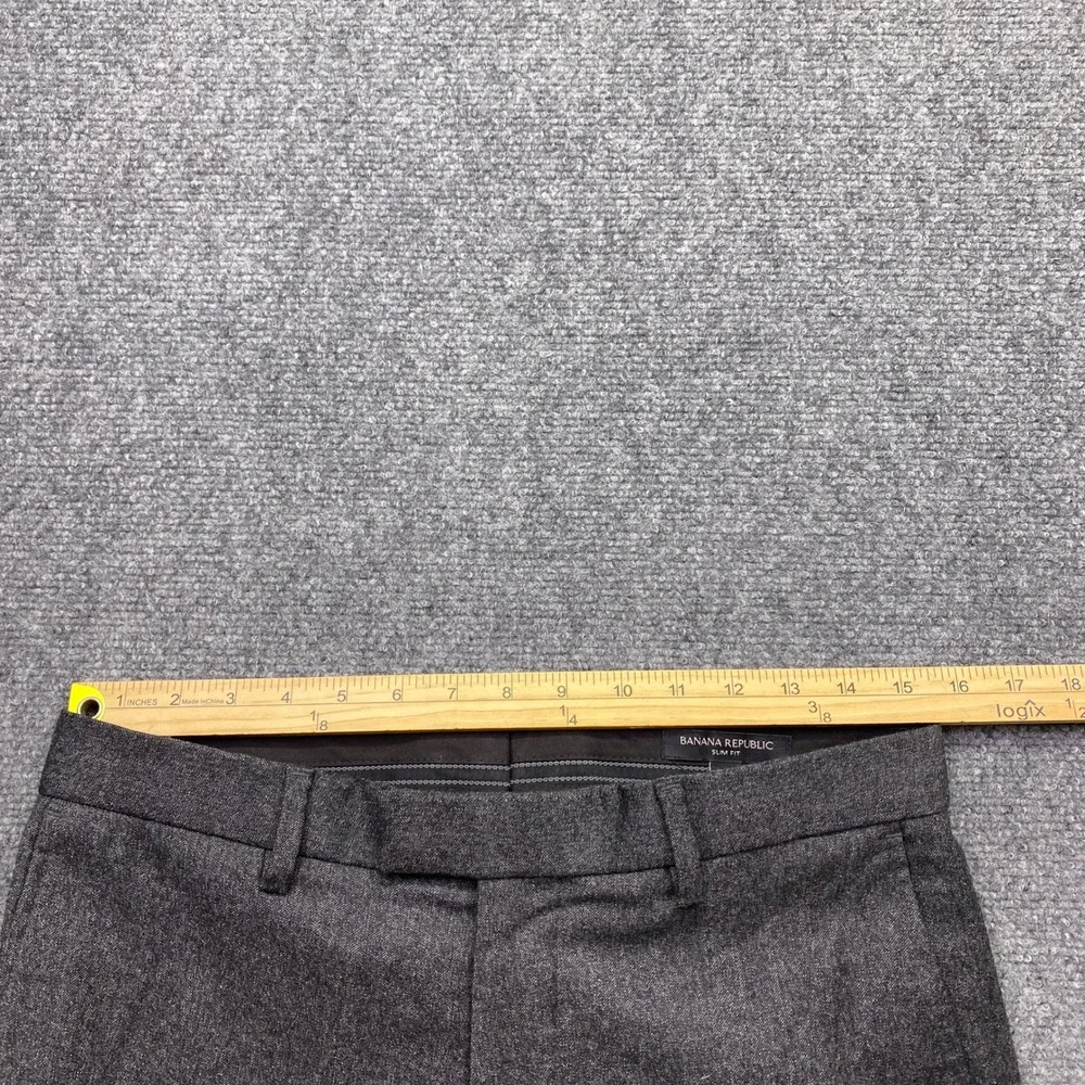 Banana Republic Mens Slim Fit Flannel Wool Trousers Charcoal Grey Sz 30 384412